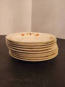 lot 239 image: Halls Superior Quality Kitchenware - Jewel Tea Autumn Leaf - 9 - saucers - by Mary Dunbar