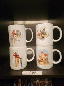 lot 198 image: Set of 4 Norman Rockwell collectible coffee cups