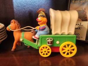 lot 283 image: Vintage Bert & Ernie covered wagon toy