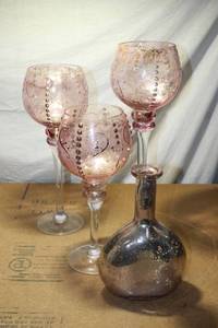 lot 178 image: Three Mercury Glass Votive Candle Holders and a Flower Vase