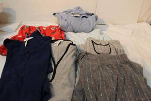 lot 34 image: Womens Clothing Sleepwear Separates, Size Medium (4) Pants, (2) Long Sleeve Tops and (1) Long Hooded Nightgown, Charter Club, Alfani, Talbots, Sonoma, Jockey