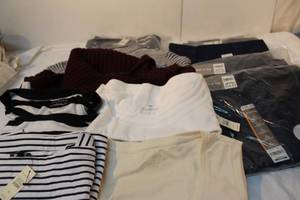 lot 38 image: Womens Clothing Size Medium 810 Pants (4 Pairs all with tags) Talbots White Stagg (3) Sweaters Talbots some with Tags (2) Tank Tops Talbots Wtag LL Bean (2) Short Sleeve Tops Talbots 1 WTag