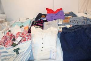 lot 39 image: Womens Clothing Jeans (4 Pair) Size 12 3 Levis WTag & White Stagg (2) Leggings Kohls WTag, (3) Long Sleeve Blouses 2 Ralph Lauren WTag & Croft & Barrow, (7) Short Sleeve Blouses, 5 Ralph Lauren 4 WTags, 2 White Stagg