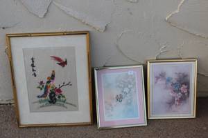lot 181 image: Framed Wall Decorations, in a slight Asian Theme