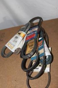 lot 137 image: Variety of 10 V-Belts in Various Lengths and Thickness Mostly for Lawnmowers however has Many applications