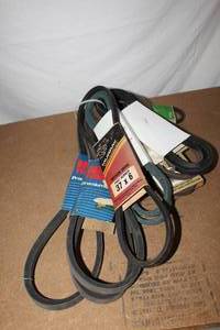 lot 138 image: Variety of 10 V-Belts in Various Lengths and Thickness Mostly for Lawnmowers however has Many applications