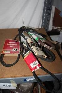 lot 139 image: Variety of 10 V-Belts in Various Lengths and Thickness Mostly for Lawnmowers however has Many applications