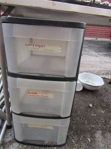 lot 103 image: 3 drawer plastic organizer used still has lots of life.