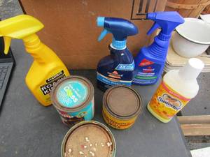 lot 117 image: Mixed chemical lot includes, insect killer, paints, carpet cleaner and more all used