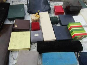 lot 161 image: large lot of empty jewelry boxes for necklaces, rings and braclets