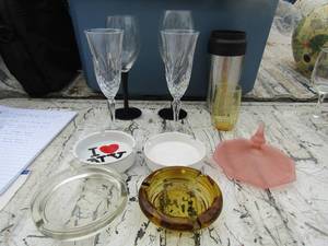 lot 164 image: lot of various wine glasses, ashtrays, drinking cups and more