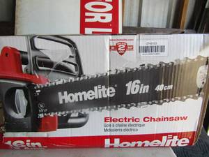 lot 10 image: Home 16 electric chainsaw in box