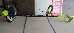 lot 25 image: Ryobi 18Volt 11 or 13 cut, dual string trimmer edger rotating head