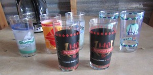 lot 10 image: 7 different types of Kentucky Derby glasses, all in mint condition