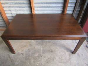 lot 33 image: small square wooden brown coffee table, 174224