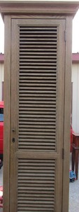 lot 36 image: Lock cabinet, comes with key, has 5 tier  shelving inside like new 87X 24 X 18