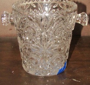 lot 59 image: 5 127 crystal dish with double handles very nice no cracks, beautiful piece