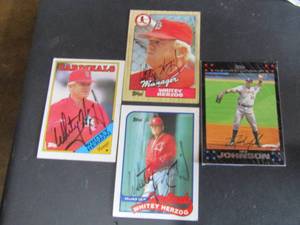 lot 68 image: Baseball cards qty 4 All Sgned,-  Nick Johnson X1 - Whitey Herzog qty 3
