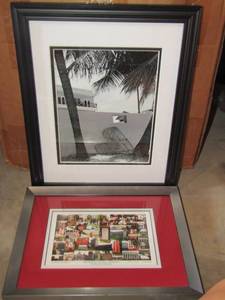 lot 96 image: 1613 Palm tree desert home art framed, Western Kentucky universaty college framed photo 1013