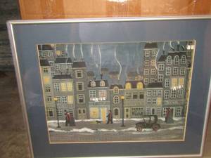 lot 97 image: A W. Mathis signed ART OF STREET SCENE W CAR, beautiful art 1418 - PRIMITE ARTIST