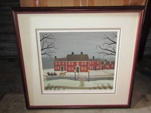 lot 99 image: RJ. Houghton framed canvas art signed, beautiful horse carriage print, 1618