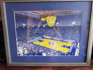 lot 129 image: Framed ART of Kentucky Wildcat basketball court  1622