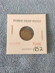lot 3 image: 1852 Three (3) cent piece - Silver - Rare