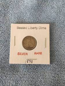 lot 62 image: 1840 Seated Liberty Dime - Silver - Rare