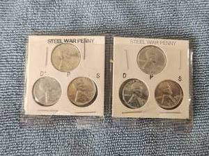 lot 68 image: 1943 Steel warwheat pennies - D, P, and S mints - Qty 2