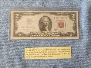lot 98 image: 1963 Red Seal $2 note-bill