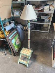 lot 157 image: Kids floor lamp and matching stool with storage