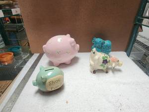 lot 108 image: Selection of 4 vintage piggy banks