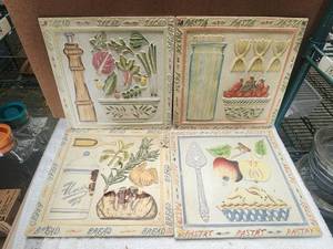 lot 79 image: Selection of 4 11 wall tile decor.