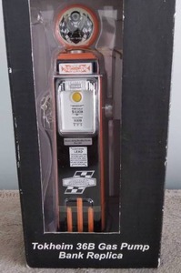 lot 55 image: Harley Davidson Gas Pump Coin Bank Replica by Tokheim---Check this out