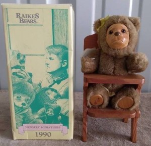 lot 73 image: Raikes Bears Nursery Minitures Bear in High Chair--With Box