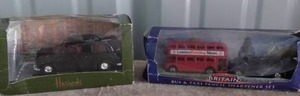 lot 78 image: Harrods Die Cast Car and Glorious Britain Pencil Sharpener Set--Boxes are in rough shape