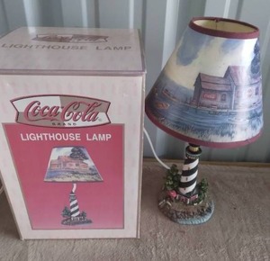 lot 132 image: Rare Find Coca Cola Lighthouse Desk Lamp--Check it out