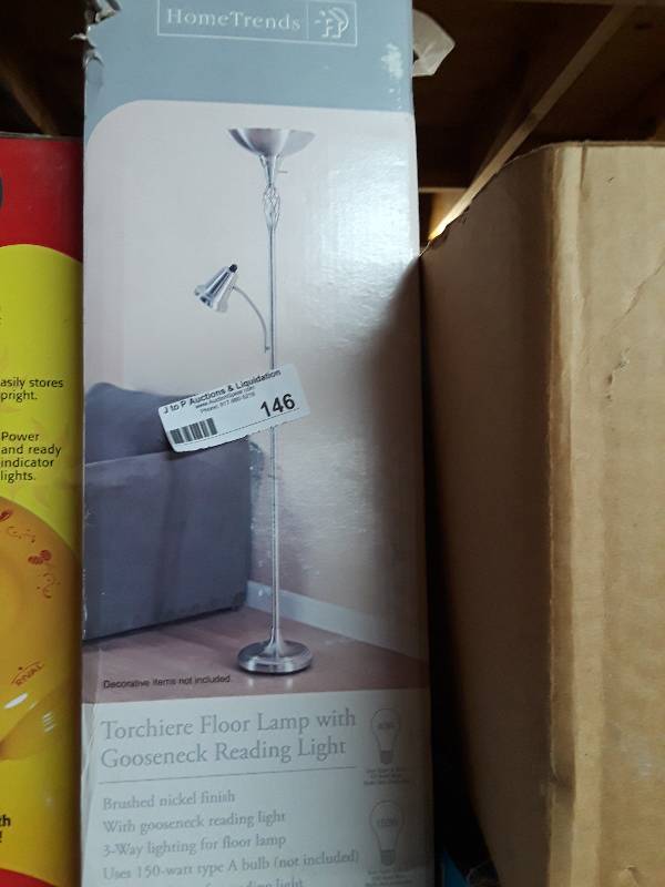 lot 146 image: Home trends Torchiere Floor lamp wi...