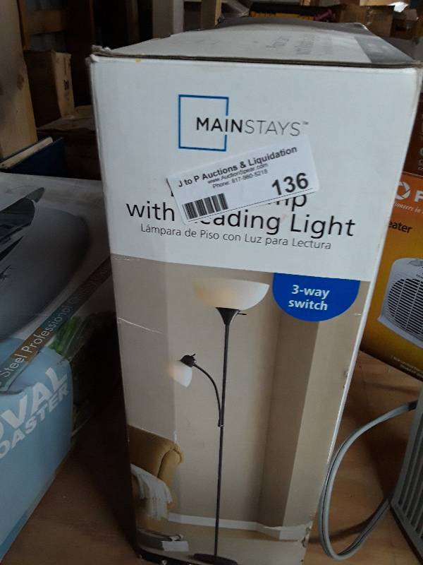 lot 136 image: Black mainstay floor lamp with read...