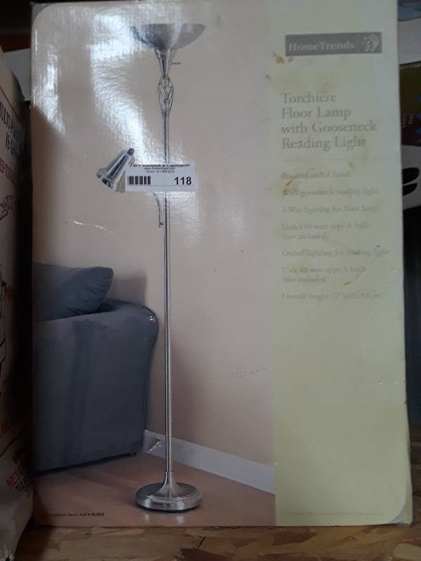 lot 118 image: Home trends standing lamp with goos...