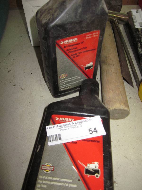 lot 54 image: Air compressor oil 16 oz. x 2 ...