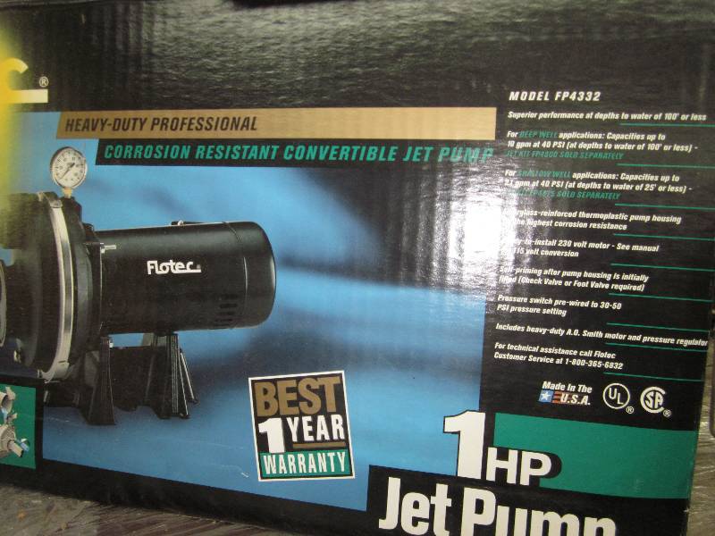 lot 81 image: Flotec 1 hp jet pump and profession...