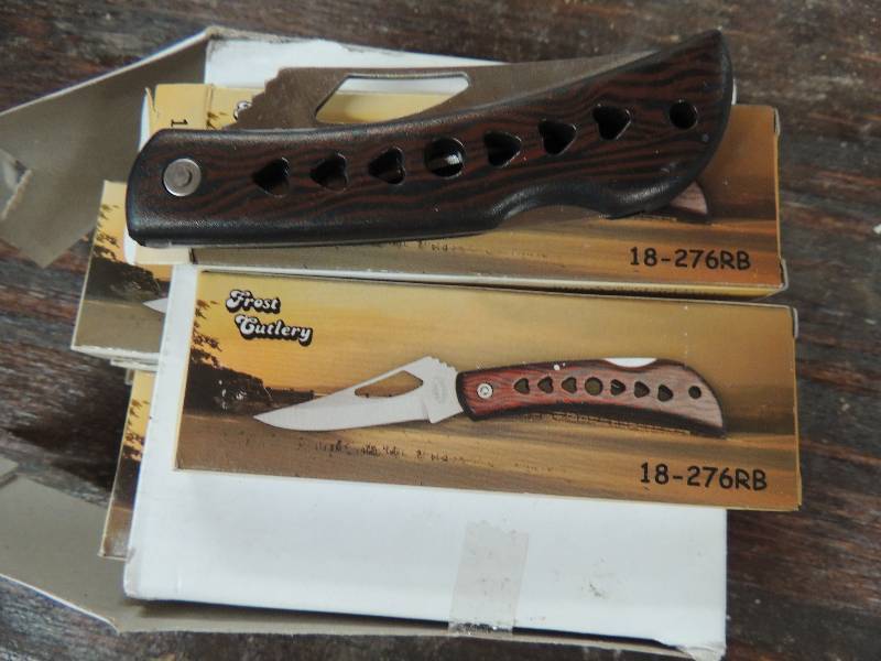 lot 309 image: Knife red handled lockbald blade by...