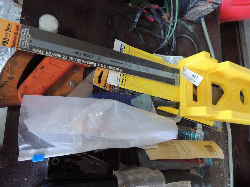 lot 417 image: HACKSAW BLADES, GRILL BRUSH, HOBALT...