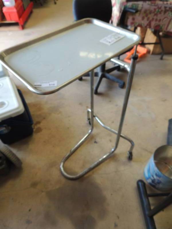 lot 510 image: Medical metal mayo table...