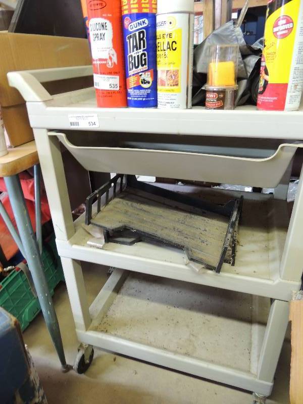 lot 534 image: 3 layer tool stand on wheels...