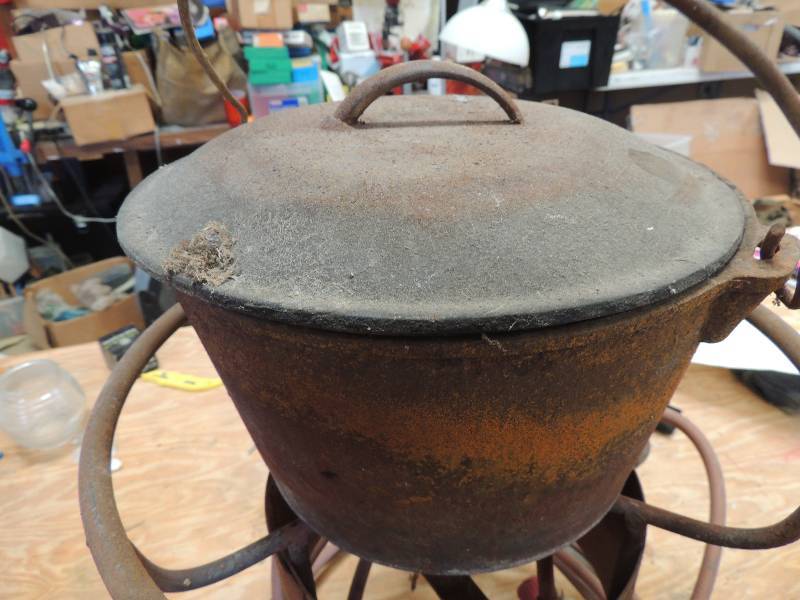 lot 989 image: cast iron propane cooker...