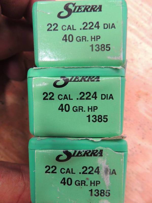 lot 1002 image: Sierra rifle bullet 22 cal , 224 40...