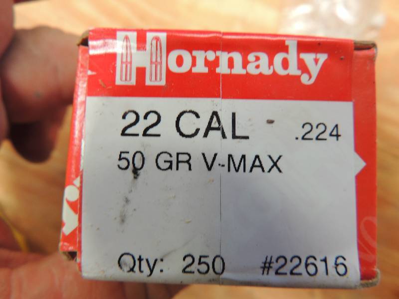 lot 1037 image: 22 cal cal Hornady 224 50 gr V MAX ...