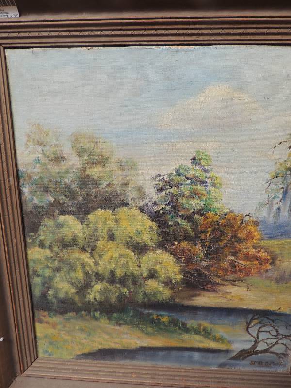 lot 806 image: Country landscape print featuring a...